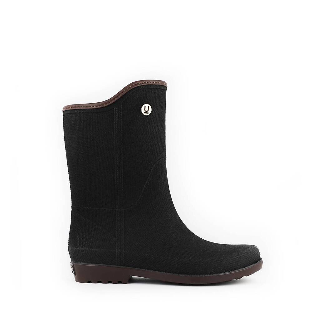 NEW ULAN fabric touch rain boots in black